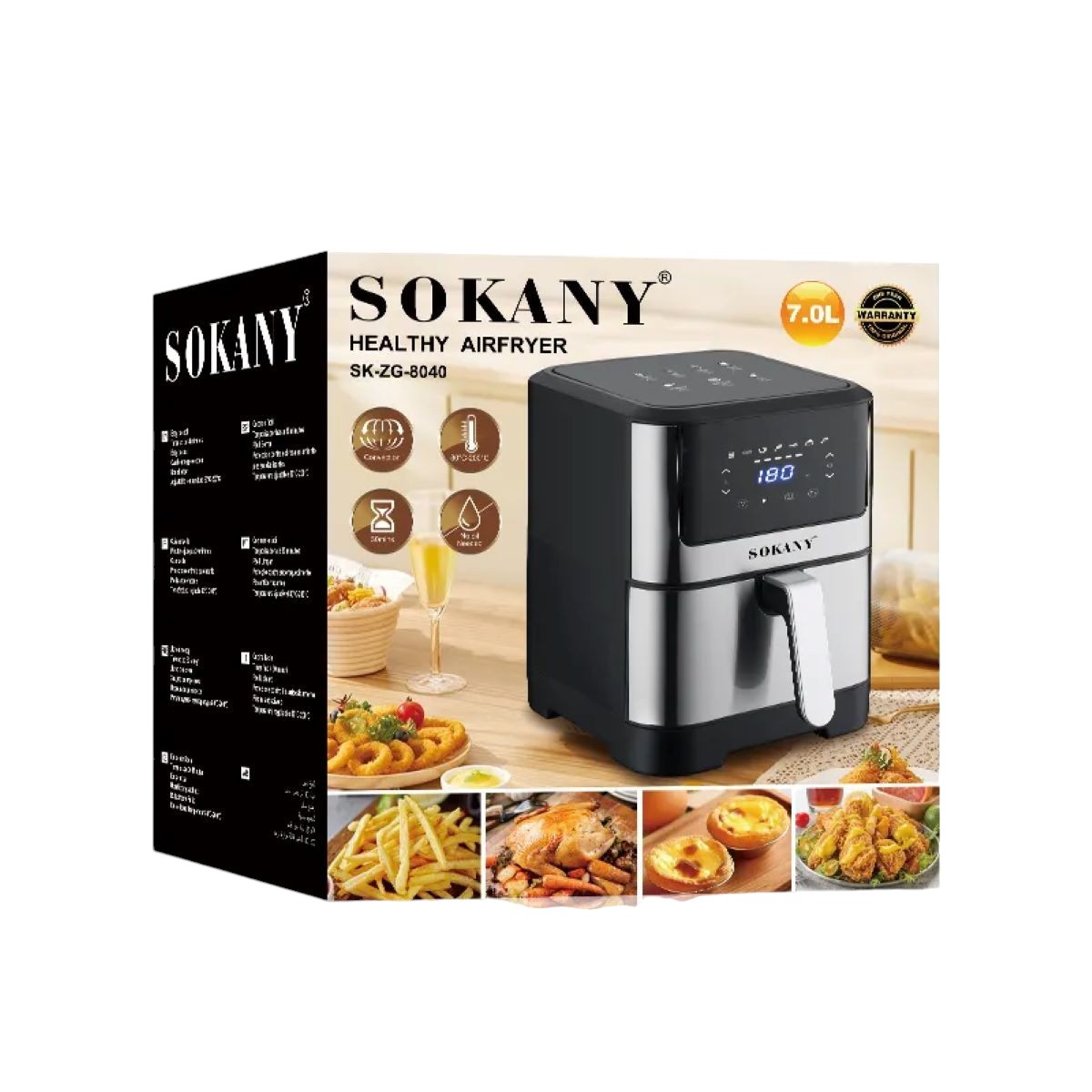 Аэрогриль-фритюрница SOKANY SK-ZG-8040 на 7 литров с таймером, черный Аэрогриль-фритюрница SOKANY SK-ZG-8040 на 7 литров с таймером, черный
