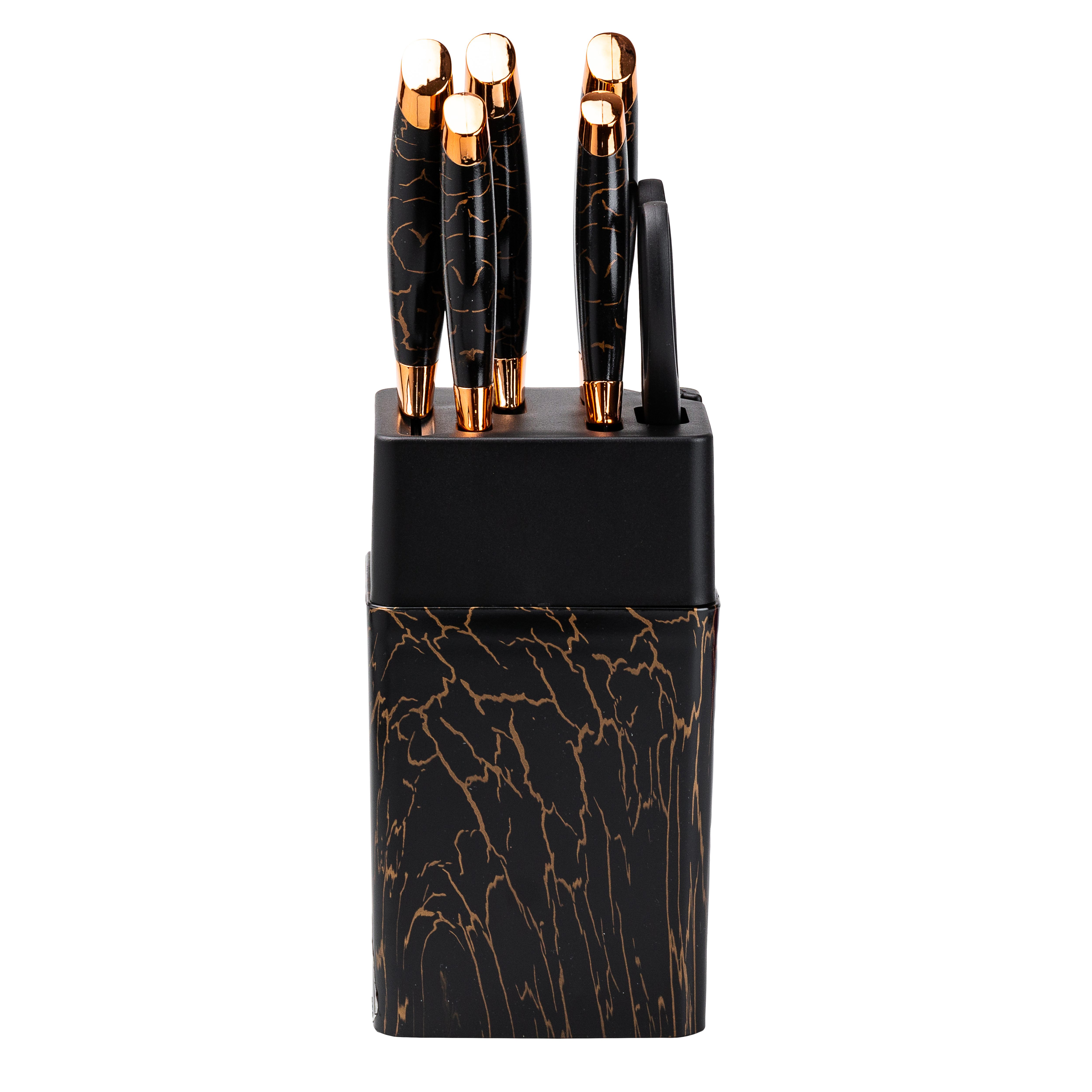 Набор кухонных ножей на подставке с точилом Kitchen Knives 6 предметов, черный Набор кухонных ножей на подставке с точилом Kitchen Knives 6 предметов, черный