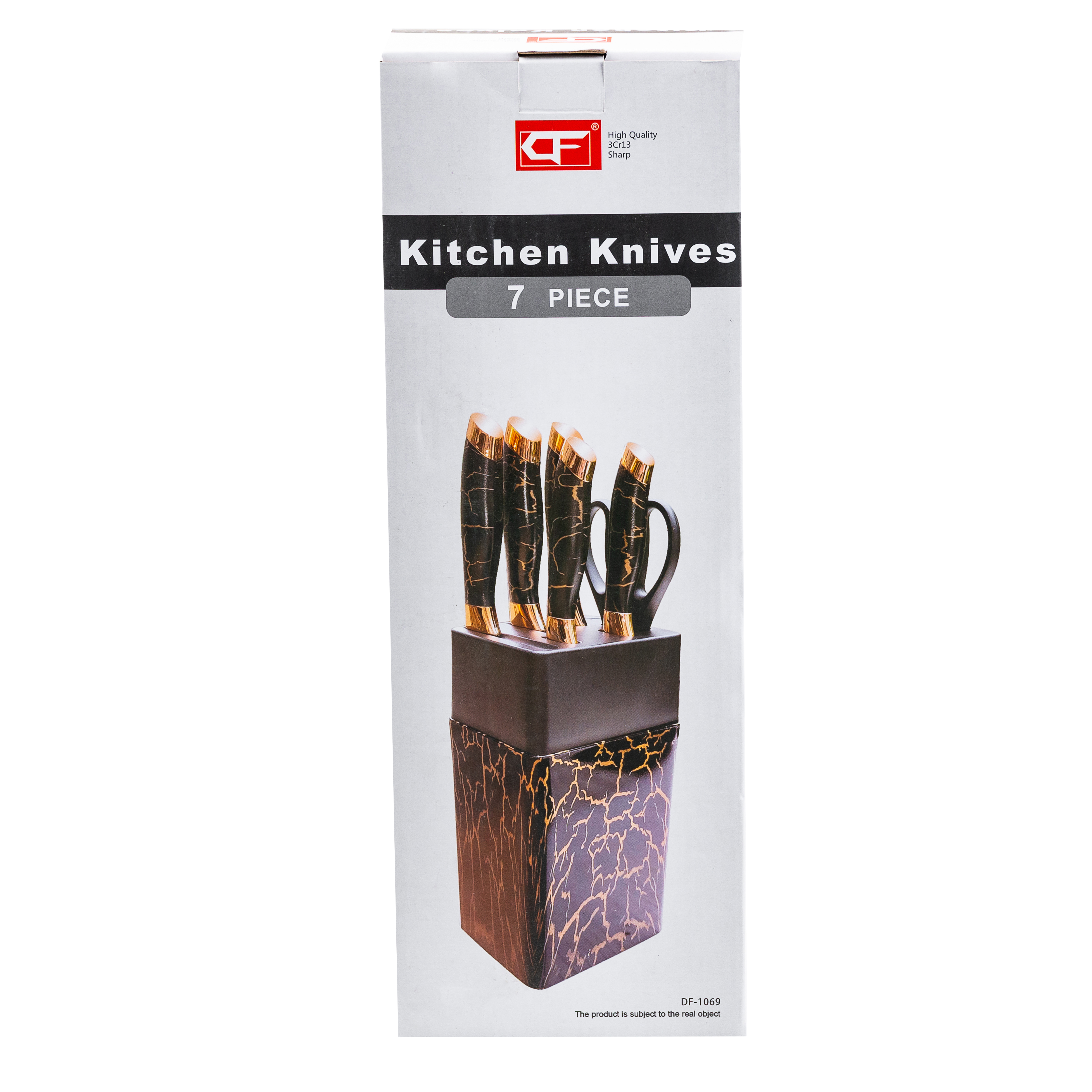 Набор кухонных ножей на подставке с точилом Kitchen Knives 6 предметов, черный Набор кухонных ножей на подставке с точилом Kitchen Knives 6 предметов, черный