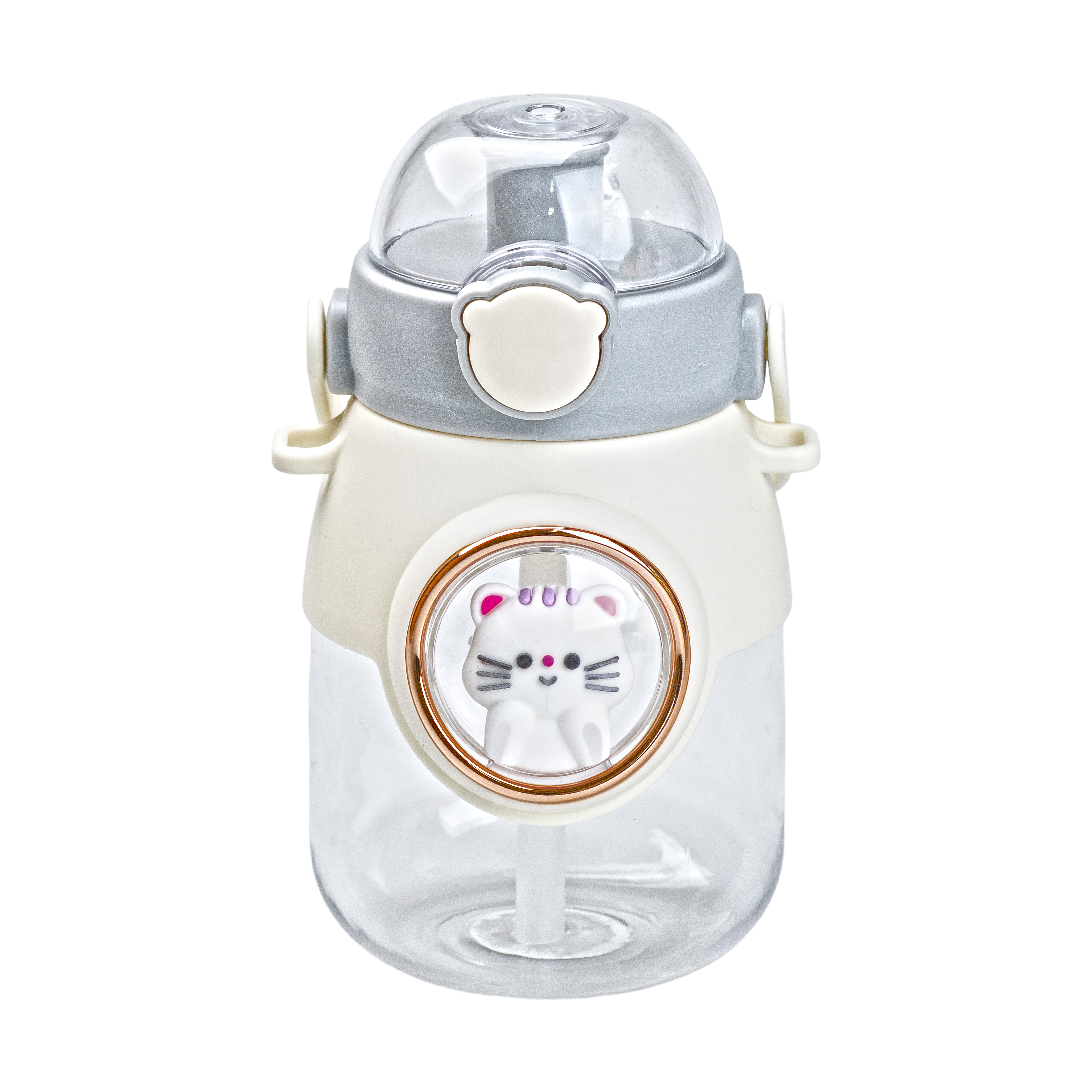 Бутылка для воды детская 820 мл с ручкой и ремешком, серый Бутылка для воды детская 820 мл с ручкой и ремешком, серый