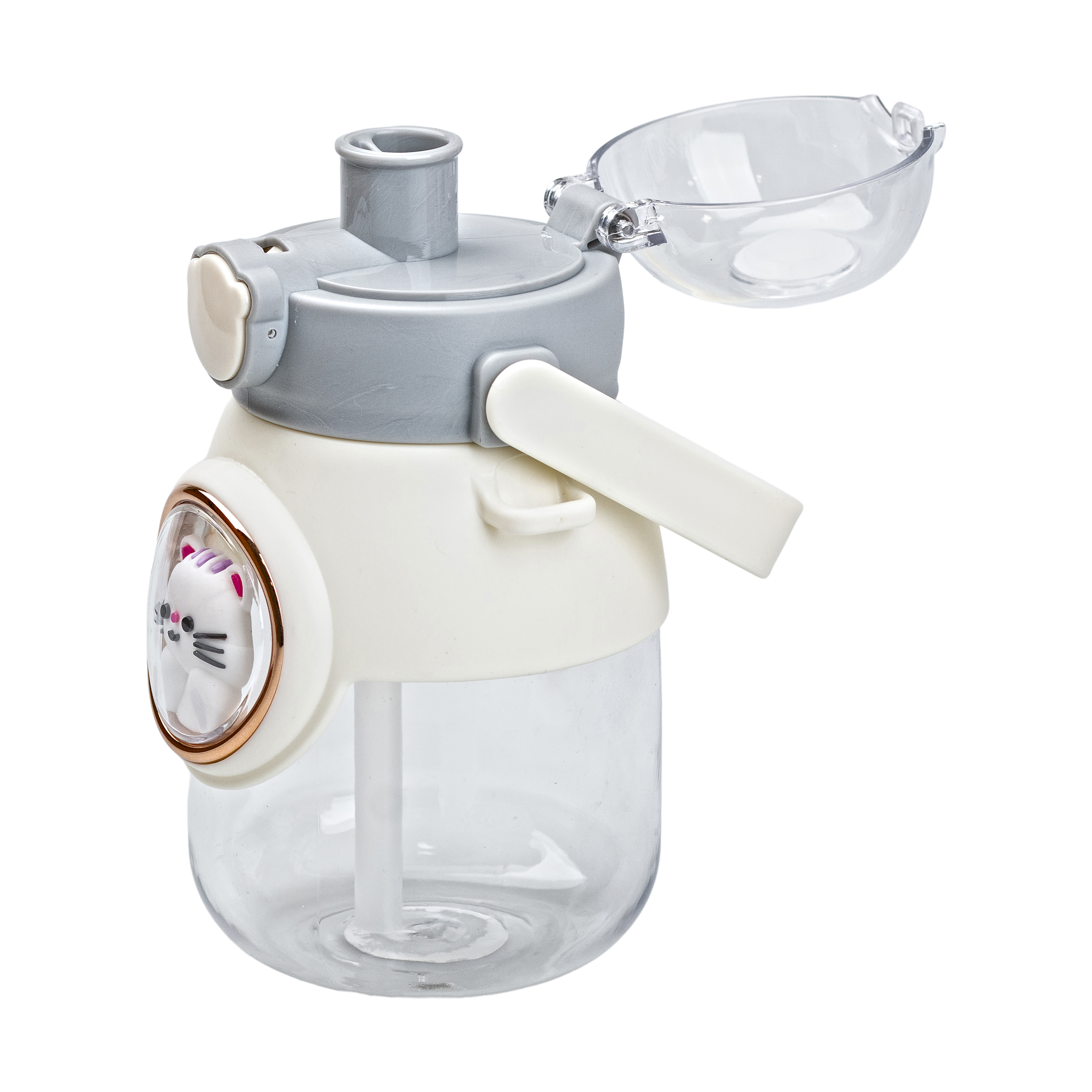 Бутылка для воды детская 820 мл с ручкой и ремешком, серый Бутылка для воды детская 820 мл с ручкой и ремешком, серый