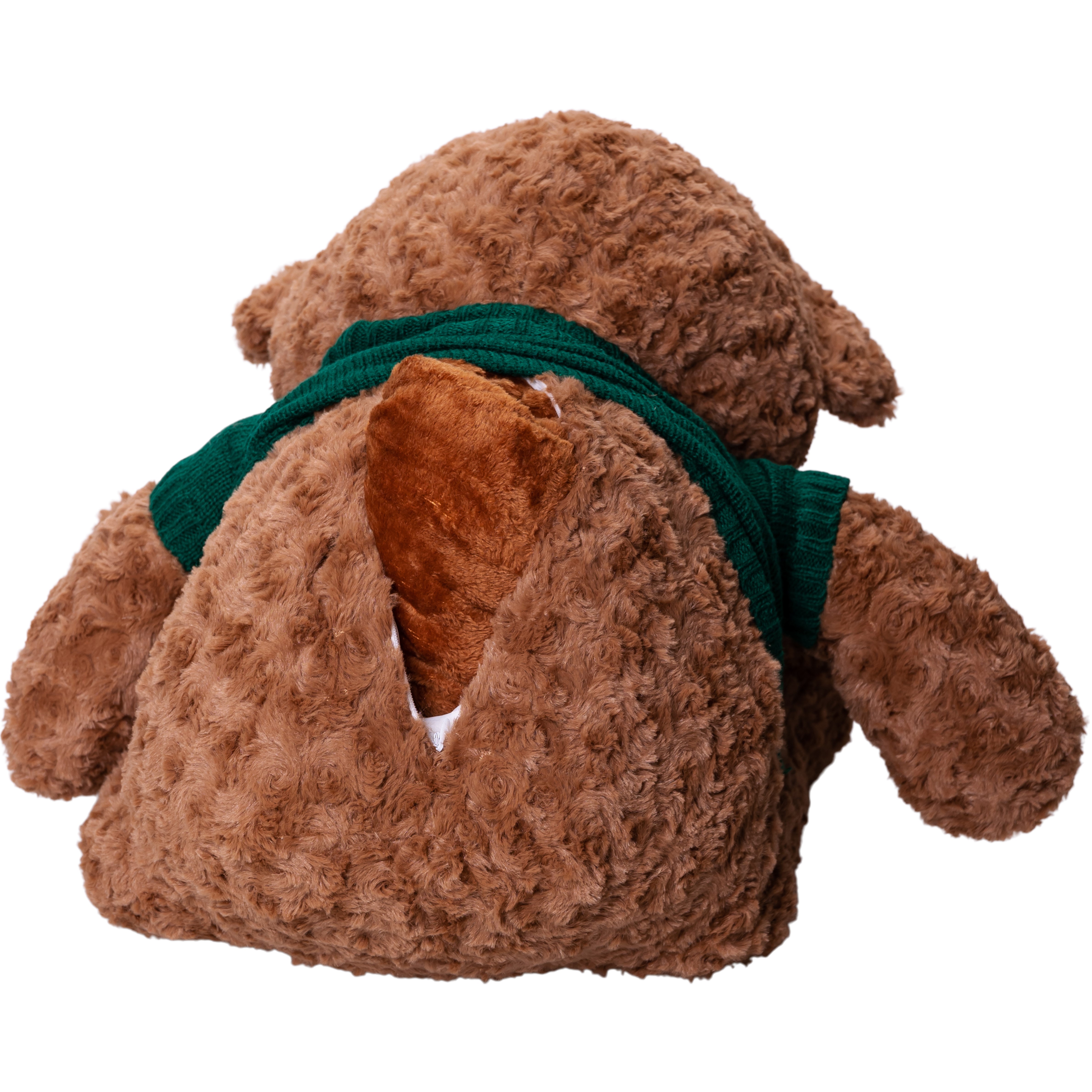 Мягкая игрушка Мишка в зеленом свитере с пледом 110*150см, коричневый Мягкая игрушка Мишка в зеленом свитере с пледом 110*150см, коричневый