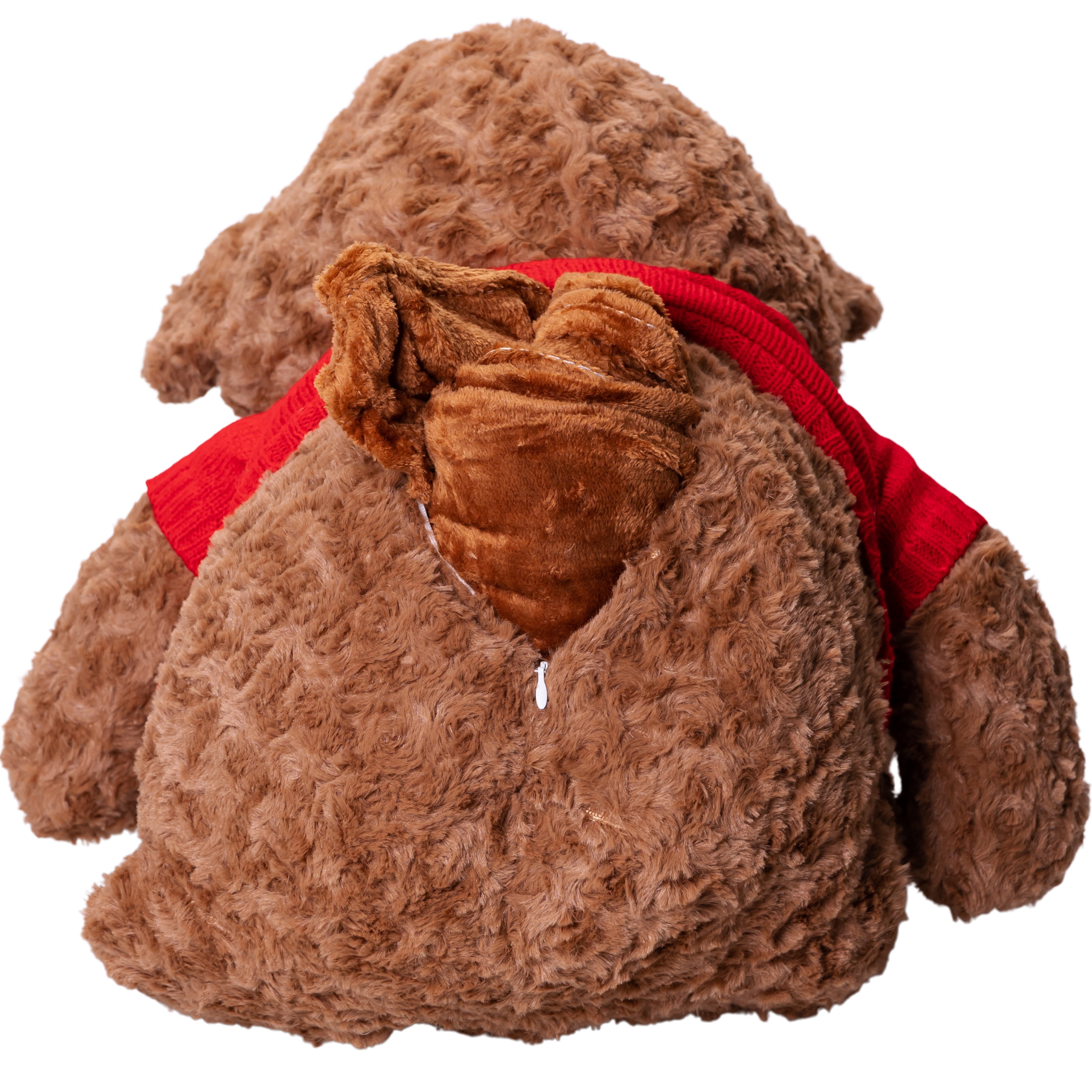 Мягкая игрушка Мишка в красном свитере с пледом 110*150см, коричневый Мягкая игрушка Мишка в красном свитере с пледом 110*150см, коричневый