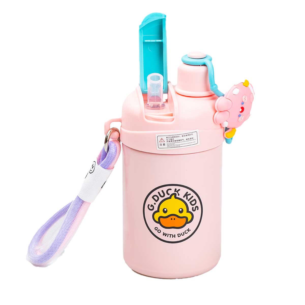 Термос детский G. Duck 460 мл с трубочкой и винтовой крышкой, розовый Термос детский G. Duck 460 мл с трубочкой и винтовой крышкой, розовый