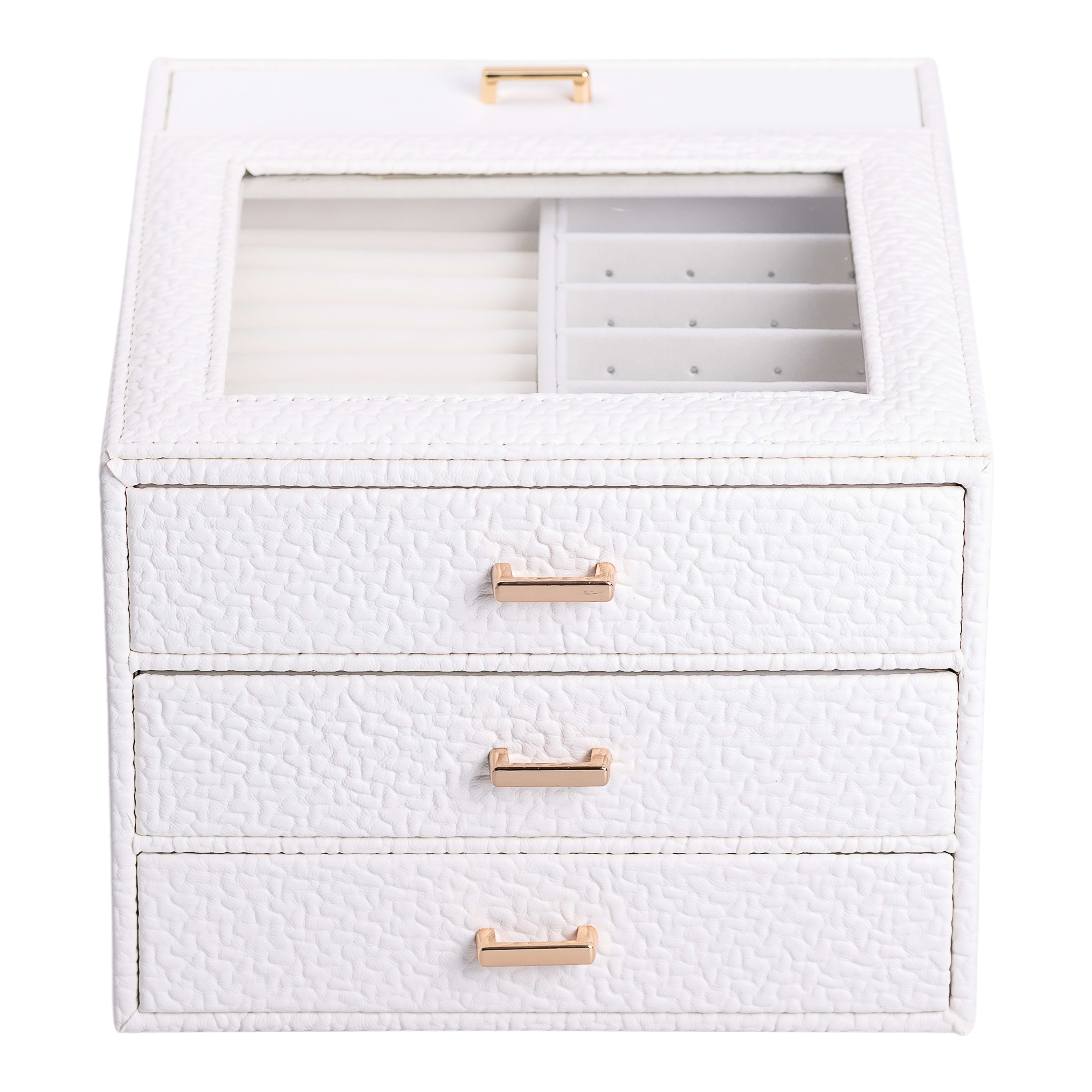 Шкатулка-комод для украшений 23х20х15 см из экокожи, белый