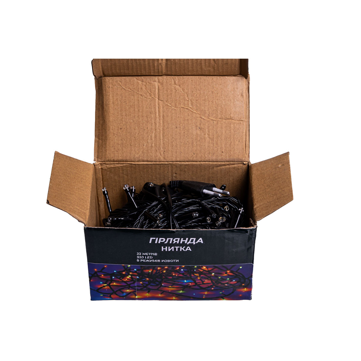 Гірлянда Нитка 220 LED 22 м чорна, жовтий Гірлянда Нитка 220 LED 22 м чорна, жовтий