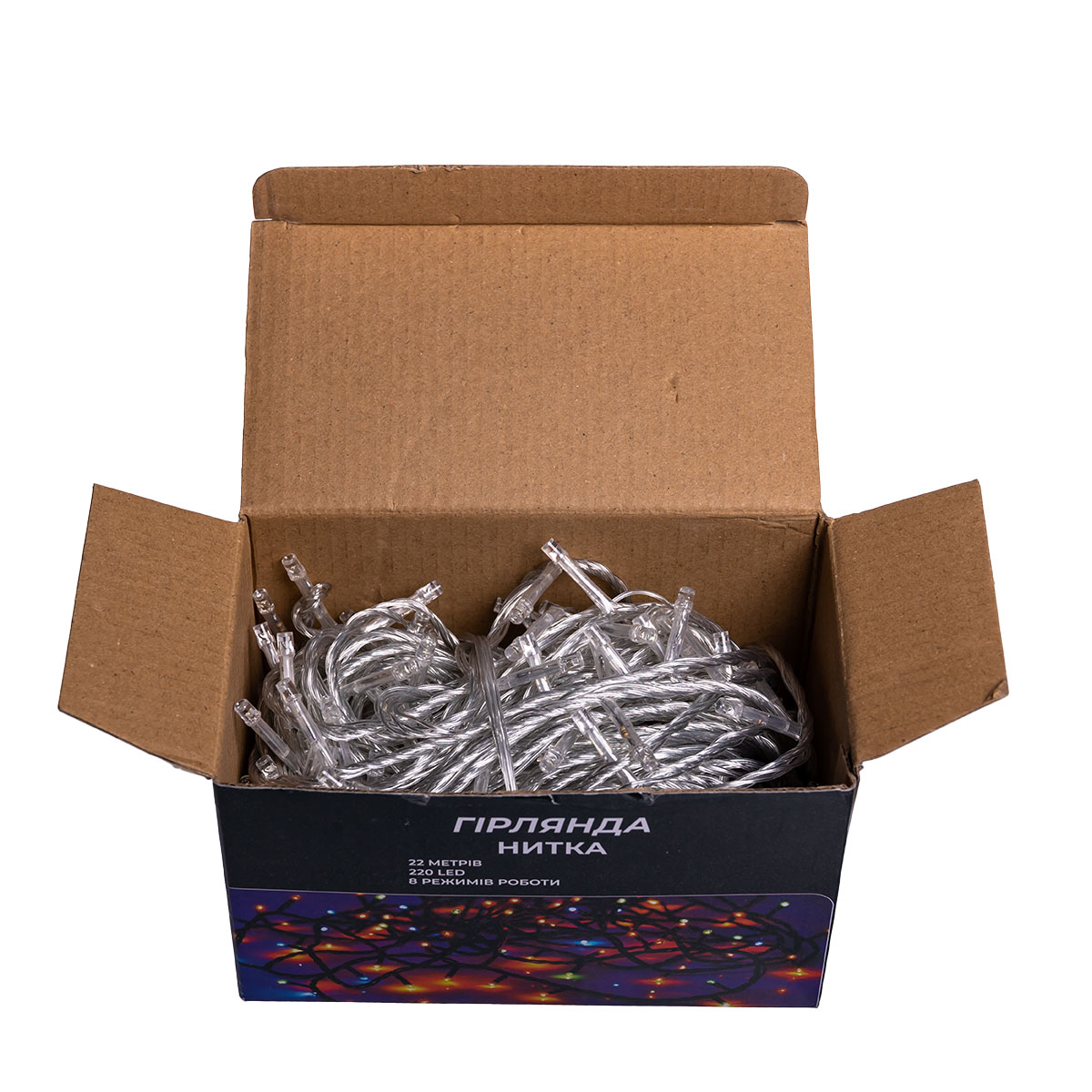 Гирлянда Нить 220 LED 22 м прозрачная, белый Гирлянда Нить 220 LED 22 м прозрачная, белый