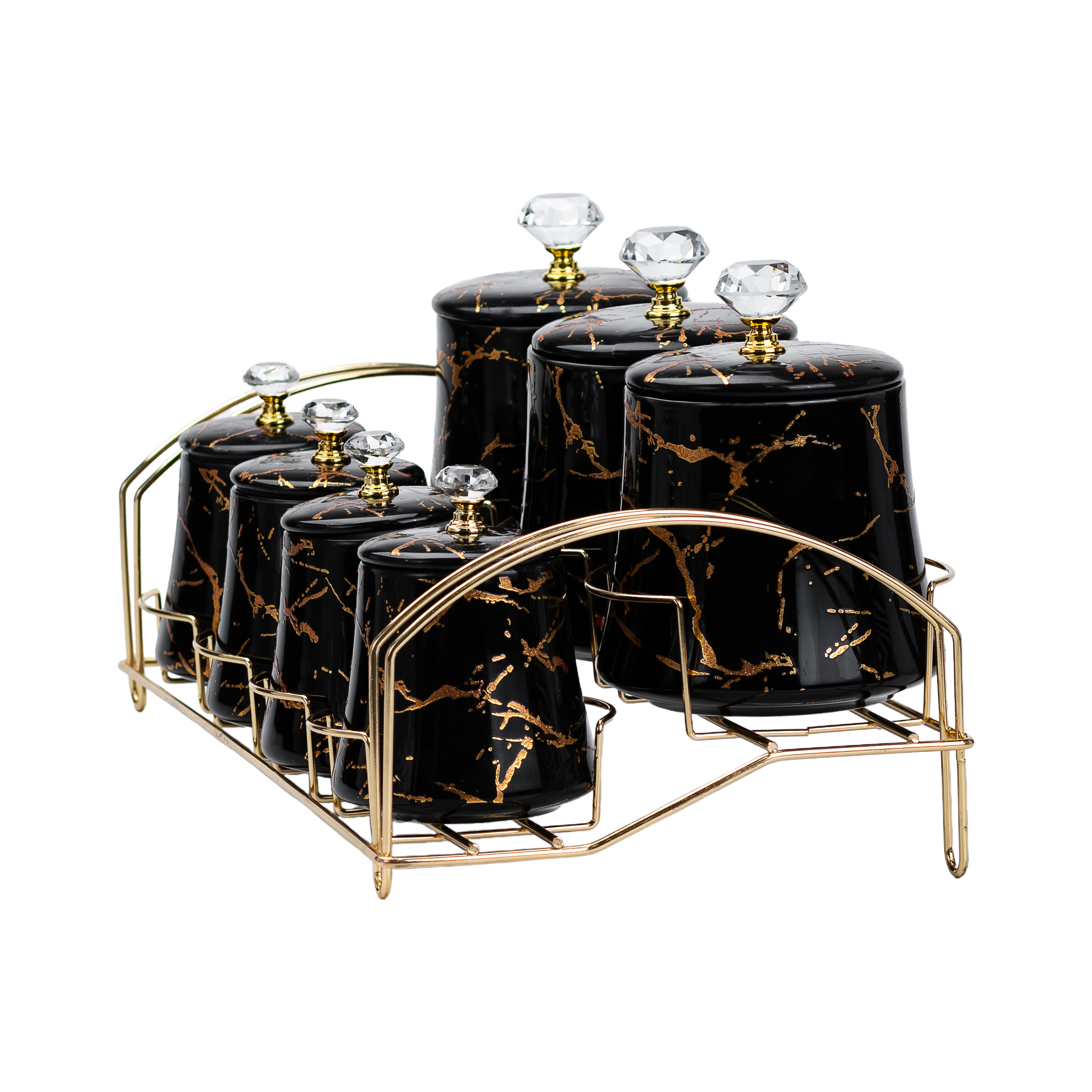 Набір баночок для сипучих продуктів 600/250 мл на металевій підставці Набір баночок для сипучих продуктів 600/250 мл на металевій підставці