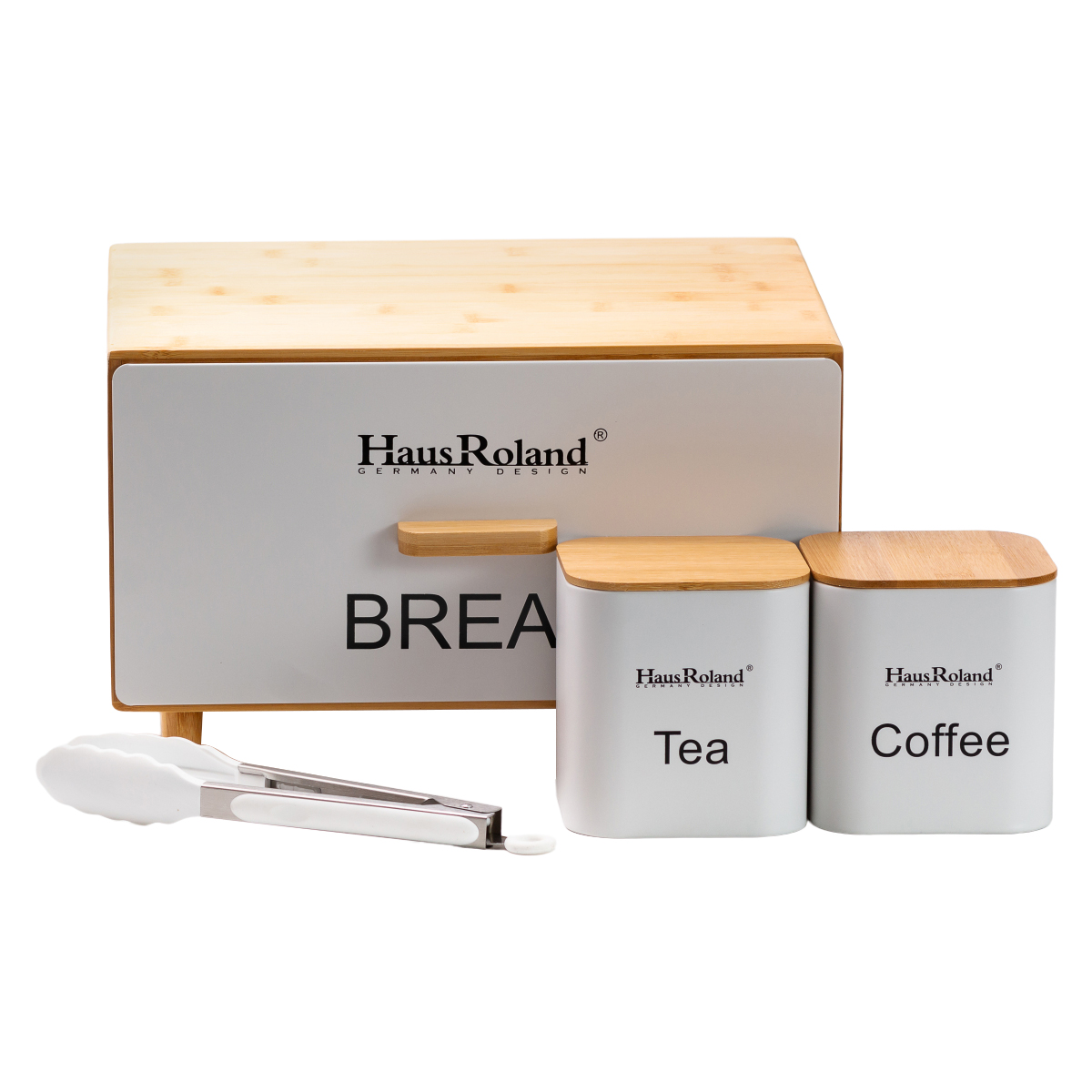 Набір для зберігання продуктів Haus Roland 4 штуки з бамбука, білий Набір для зберігання продуктів Haus Roland 4 штуки з бамбука, білий