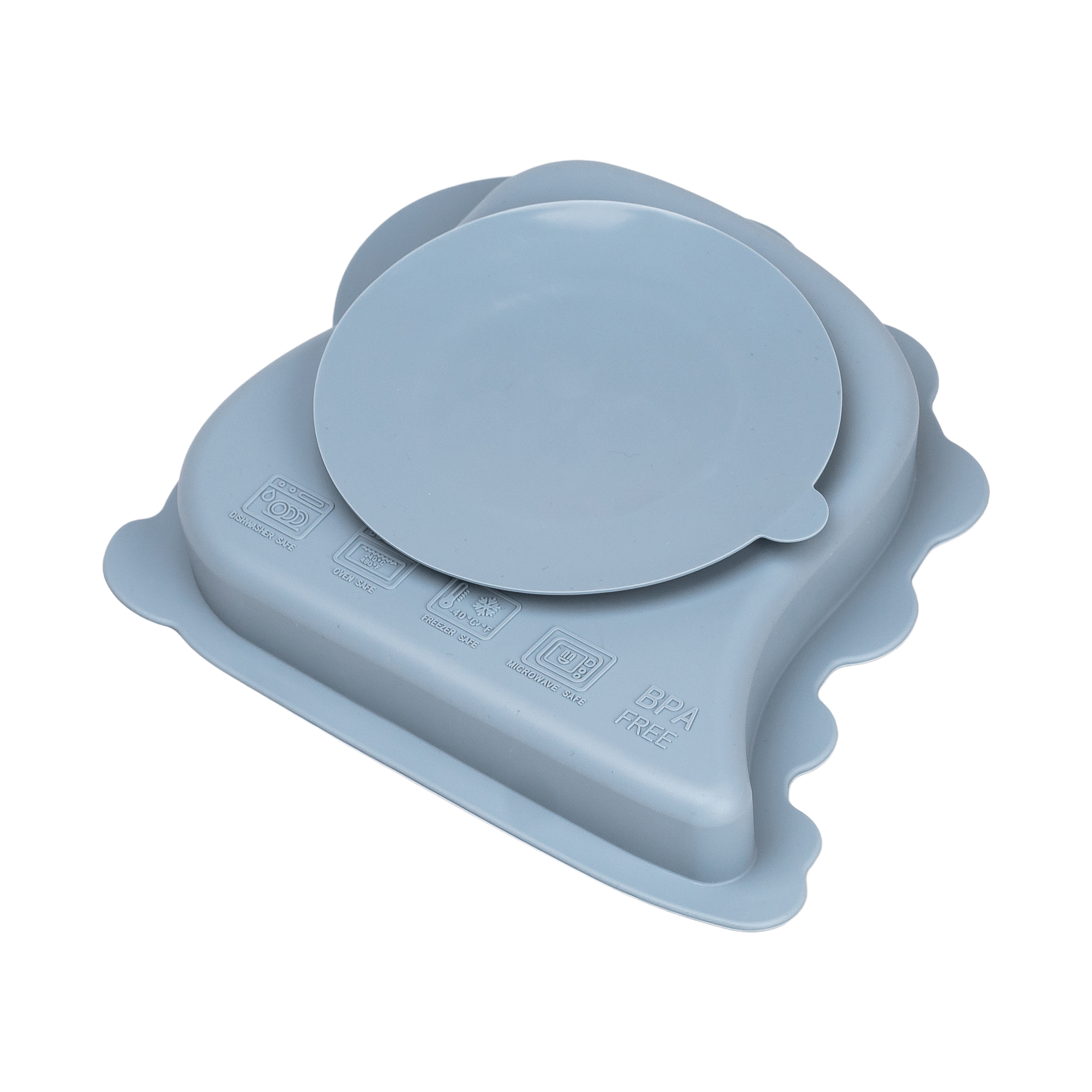 Набір силіконового посуду для дітей Динозавр 3 предмети, темно-синій Набір силіконового посуду для дітей Динозавр 3 предмети, темно-синій