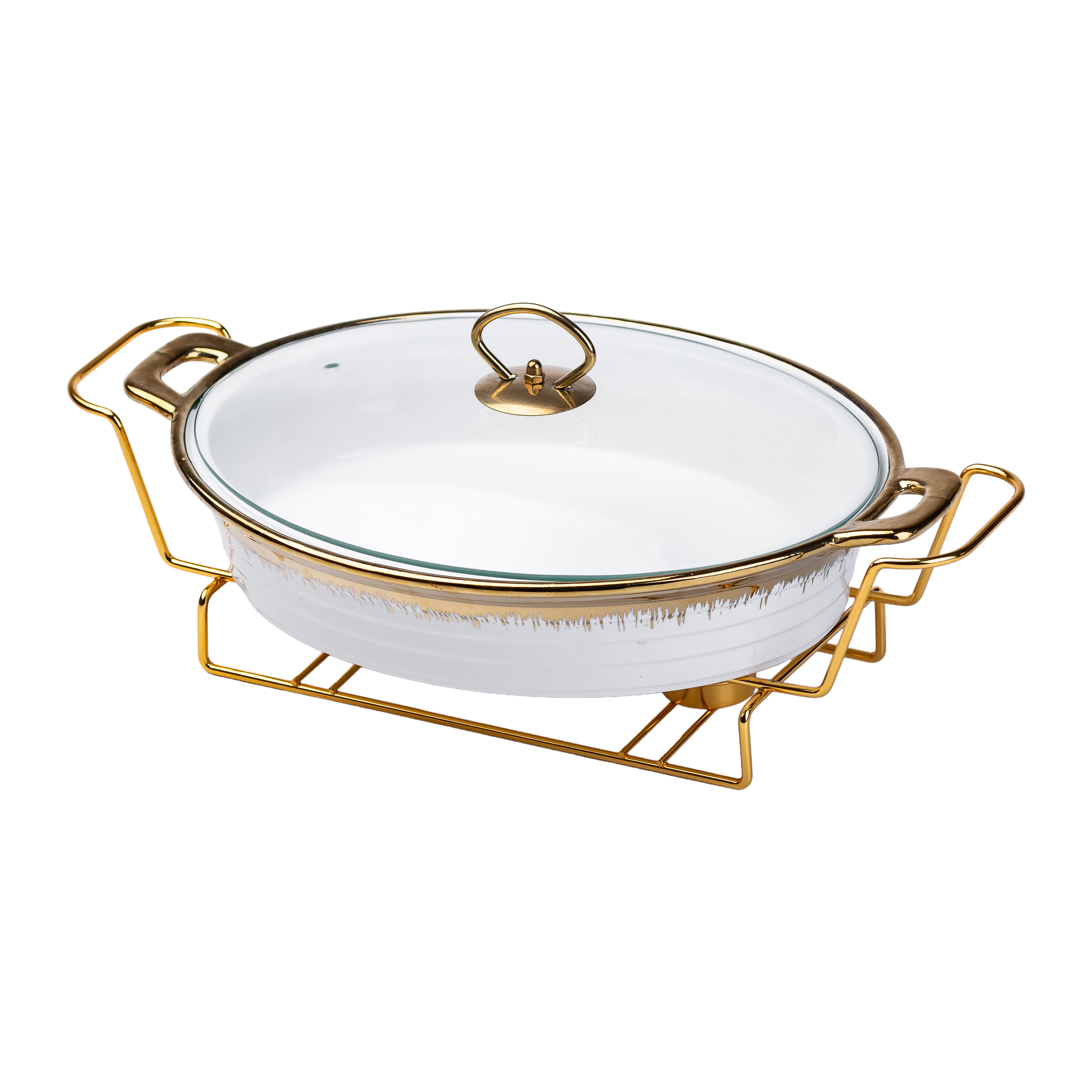 Мармитница фарфоровая 2 л овальная на подставке с подогревом, белый Мармитница фарфоровая 2 л овальная на подставке с подогревом, белый