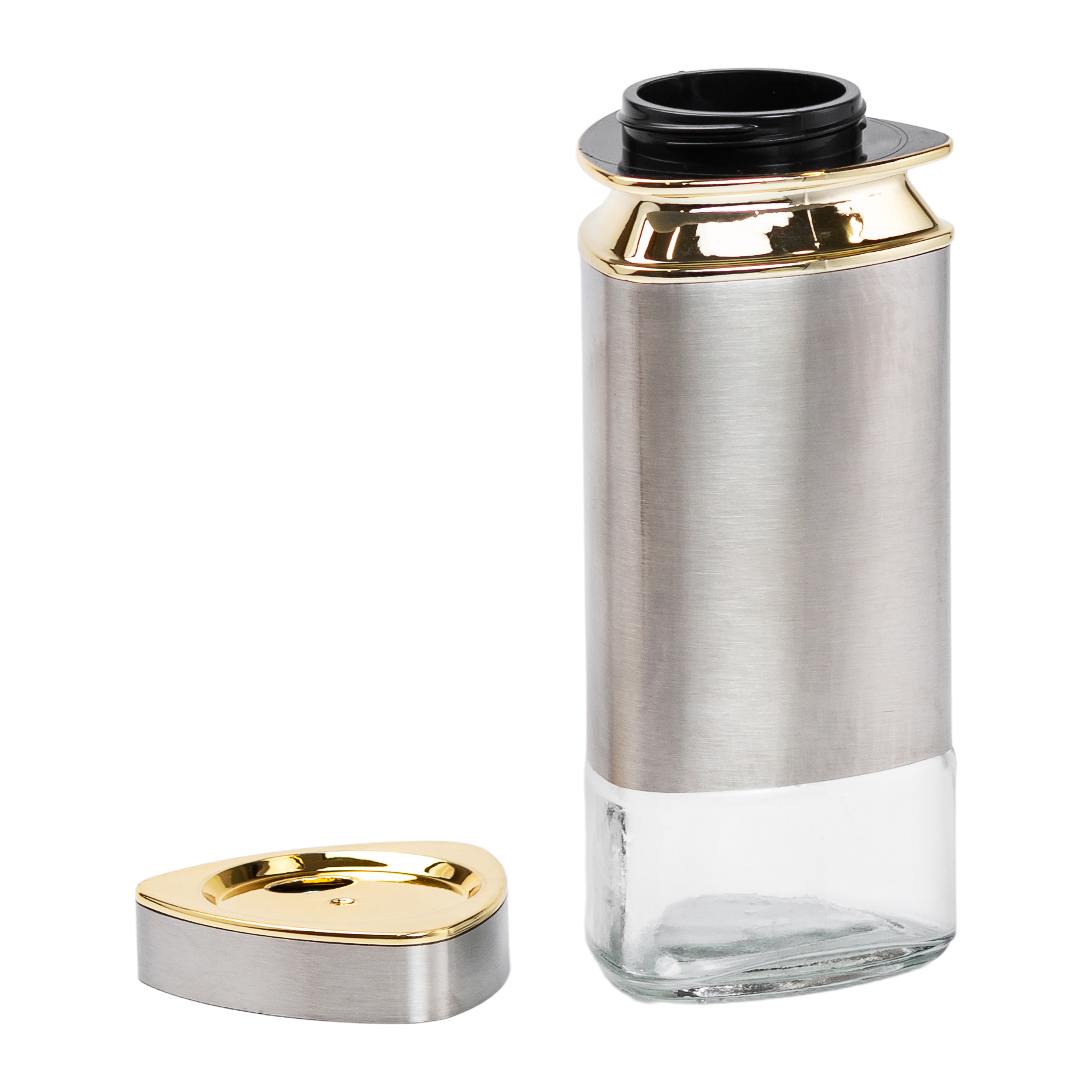 Набір ємностей для спецій на підставці 4 баночки по 120 мл, хром Набір ємностей для спецій на підставці 4 баночки по 120 мл, хром