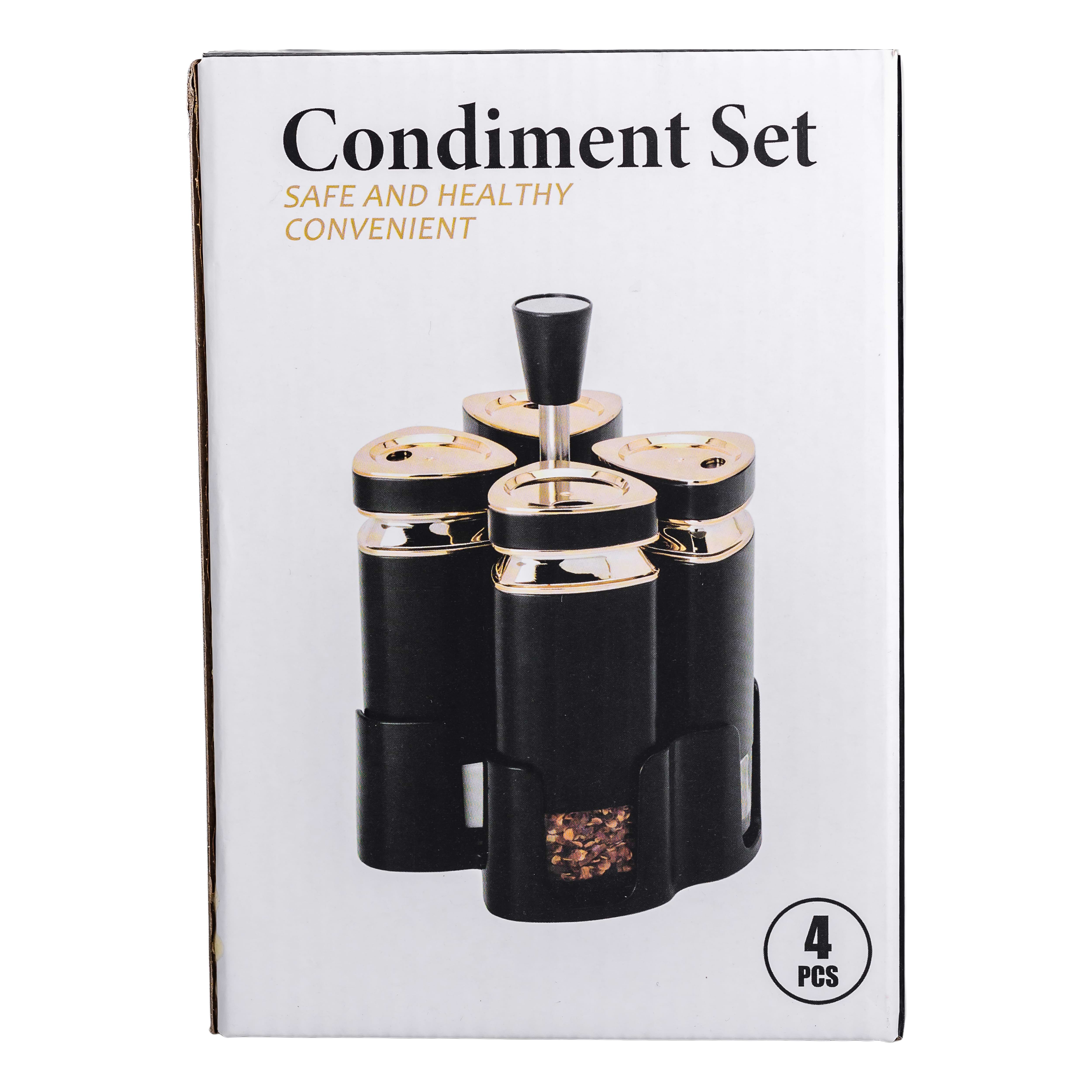 Набір ємностей для спецій на підставці 4 шт по 120 мл, білий Набір ємностей для спецій на підставці 4 шт по 120 мл, білий