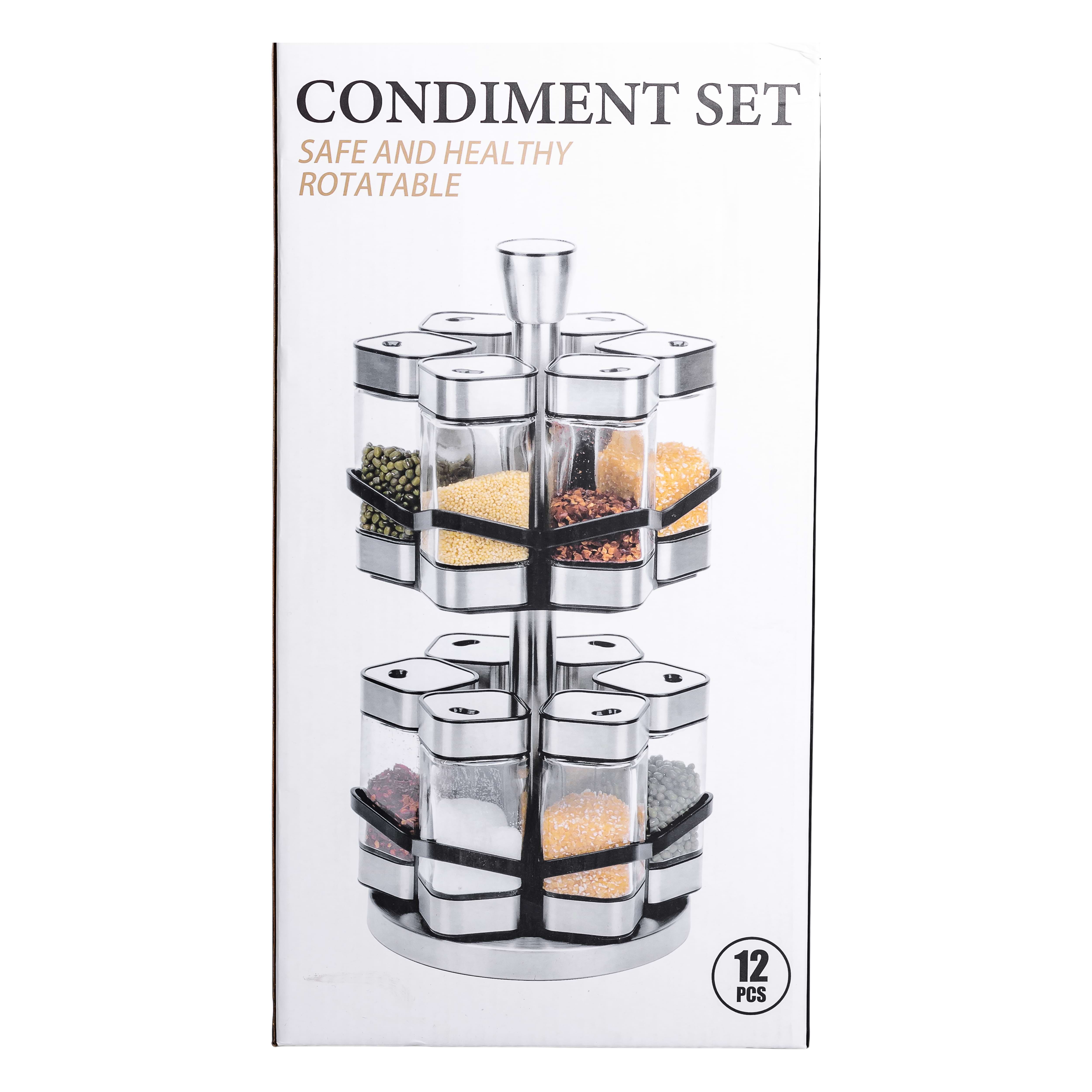 Набір ємностей для спецій на поворотній підставці 12 шт по 120 мл, білий Набір ємностей для спецій на поворотній підставці 12 шт по 120 мл, білий