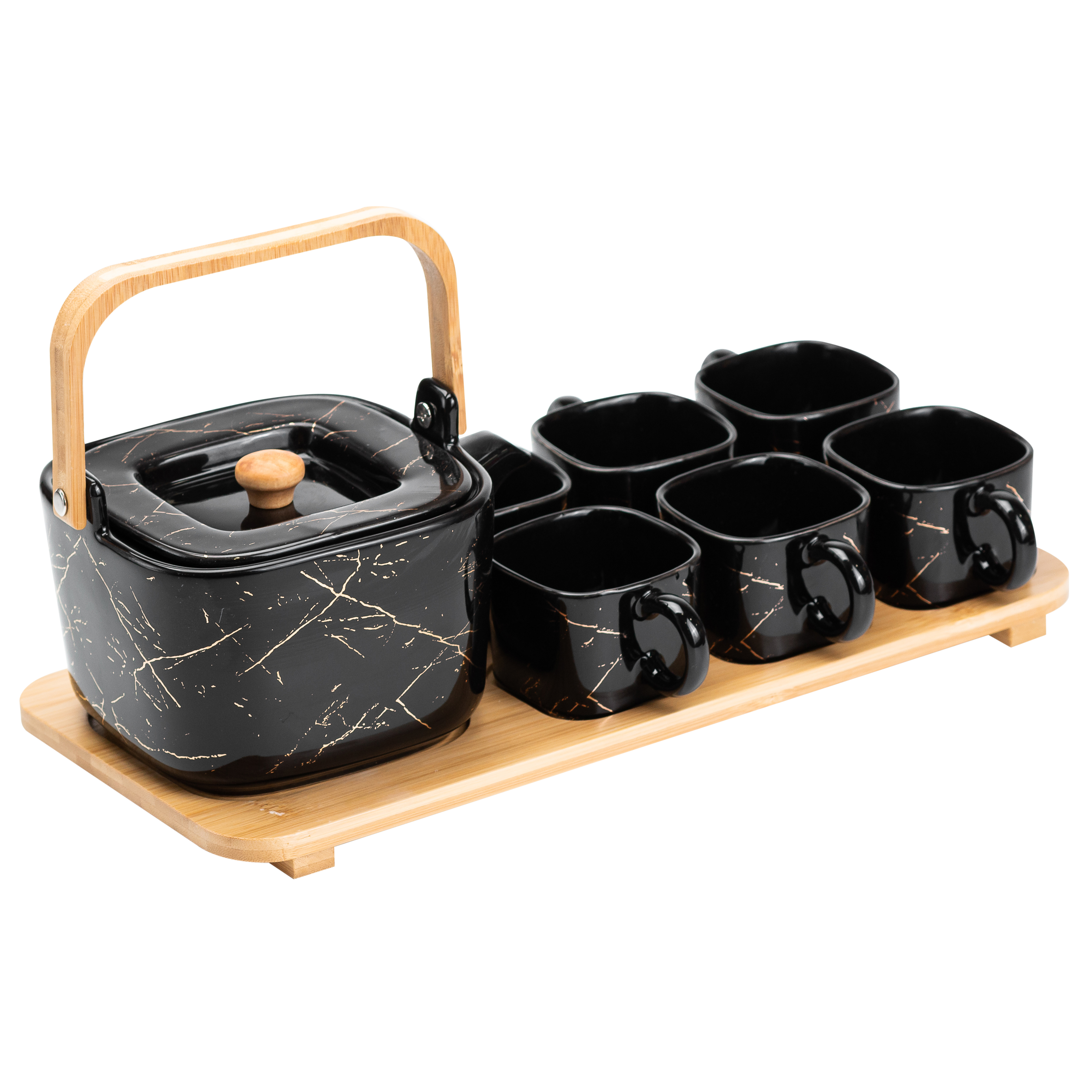 Чайный сервиз фарфоровый Masala на 6 персон с бамбуковой подставкой Чайный сервиз фарфоровый Masala на 6 персон с бамбуковой подставкой