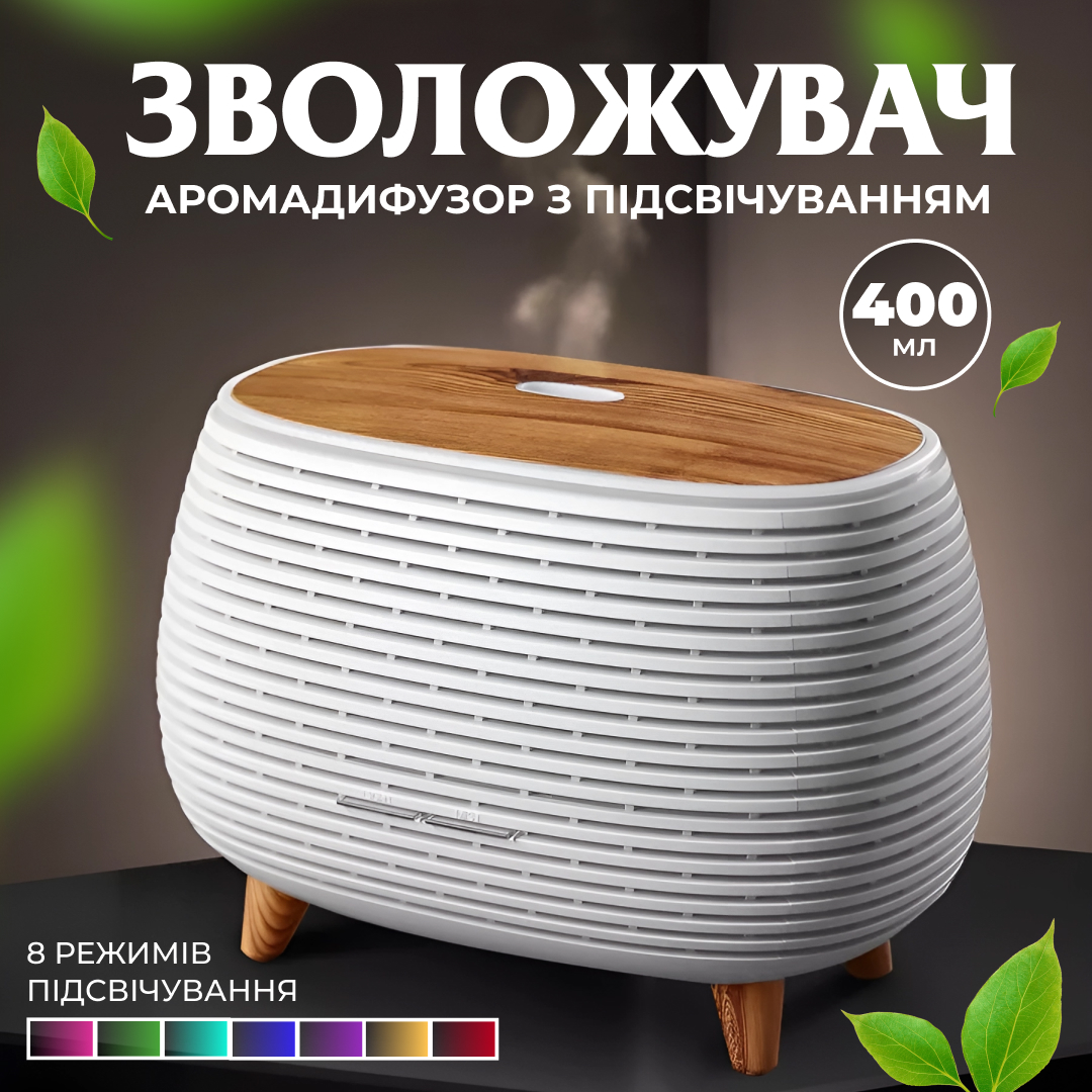 Увлажнитель воздуха аромадиффузор с подсветкой 400 мл, белый Увлажнитель воздуха аромадиффузор с подсветкой 400 мл, белый